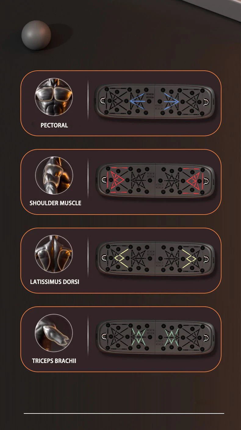 Foldable Multifunction Push-Up Training Board – 9-in-1 System for Chest, Shoulders, Triceps & Core